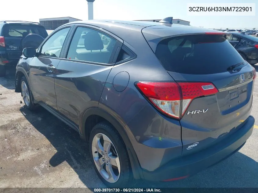 2022 Honda Hr-V Awd Lx VIN: 3CZRU6H33NM722901 Lot: 39701730