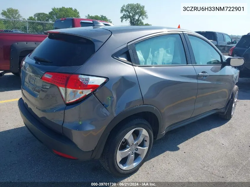 2022 Honda Hr-V Awd Lx VIN: 3CZRU6H33NM722901 Lot: 39701730