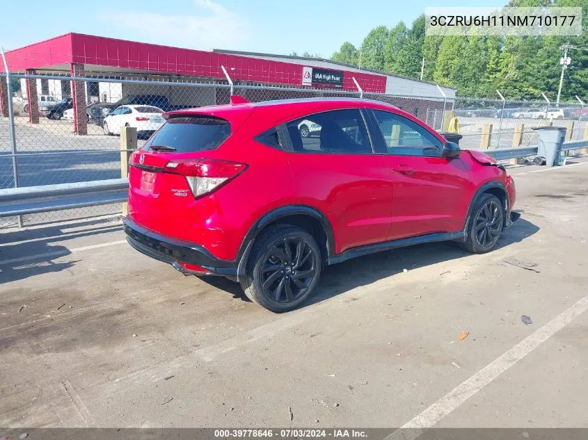 2022 Honda Hr-V Awd Sport VIN: 3CZRU6H11NM710177 Lot: 39778646