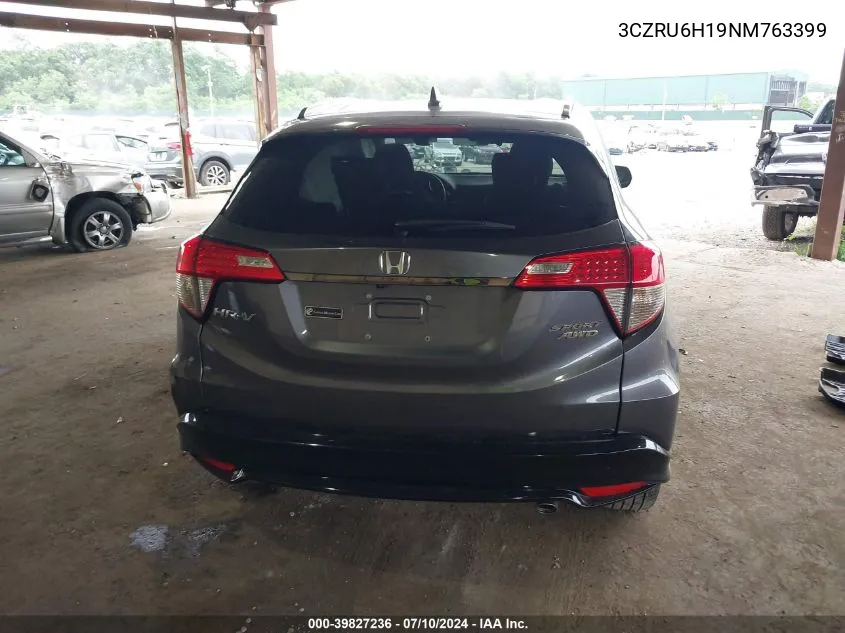 2022 Honda Hr-V Awd Sport VIN: 3CZRU6H19NM763399 Lot: 39827236