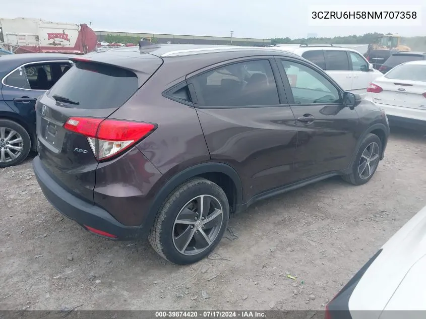 2022 Honda Hr-V Awd Ex VIN: 3CZRU6H58NM707358 Lot: 39874420