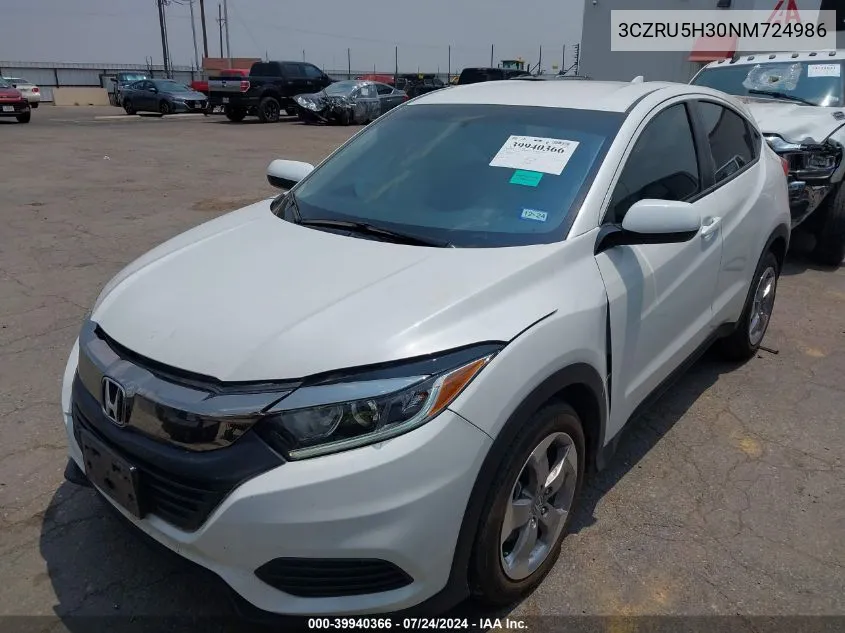 2022 Honda Hr-V 2Wd Lx VIN: 3CZRU5H30NM724986 Lot: 39940366