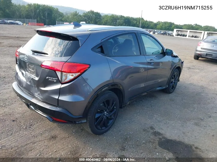 2022 Honda Hr-V Awd Sport VIN: 3CZRU6H19NM715255 Lot: 40040462