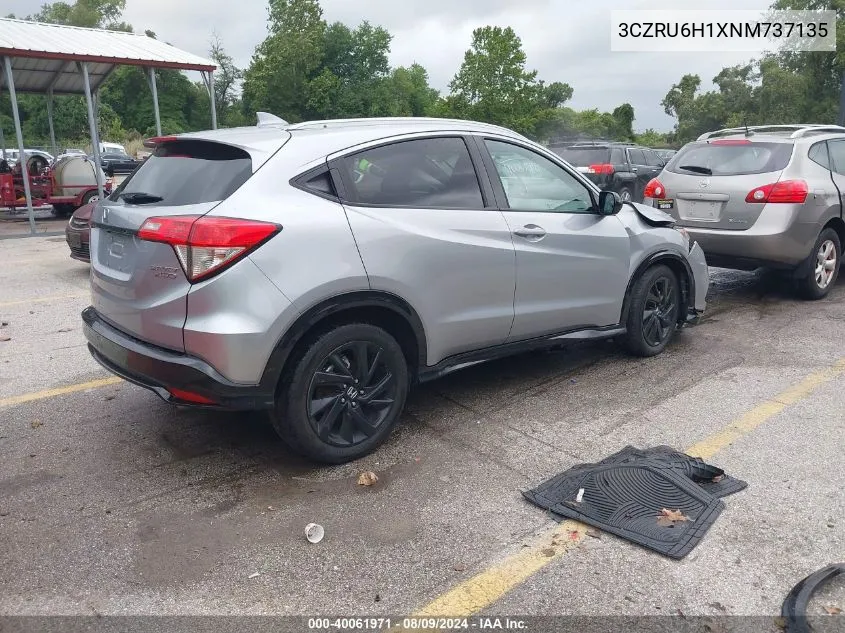 2022 Honda Hr-V Awd Sport VIN: 3CZRU6H1XNM737135 Lot: 40061971