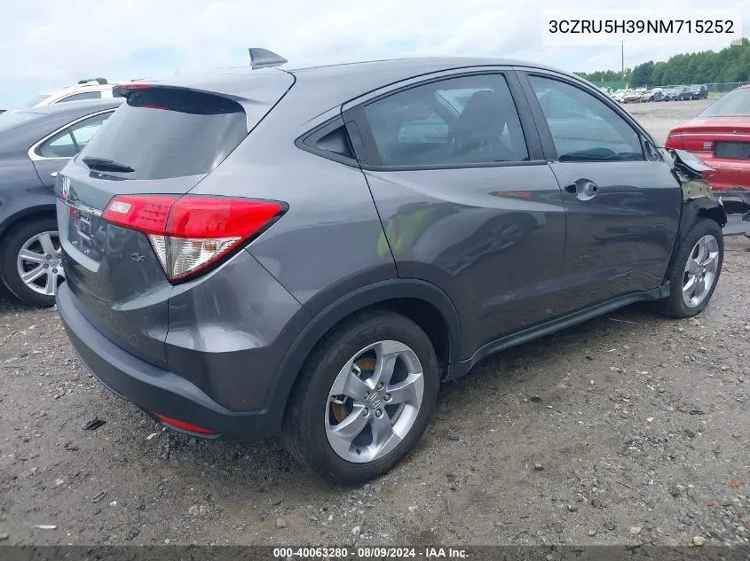 2022 Honda Hr-V 2Wd Lx VIN: 3CZRU5H39NM715252 Lot: 40063280