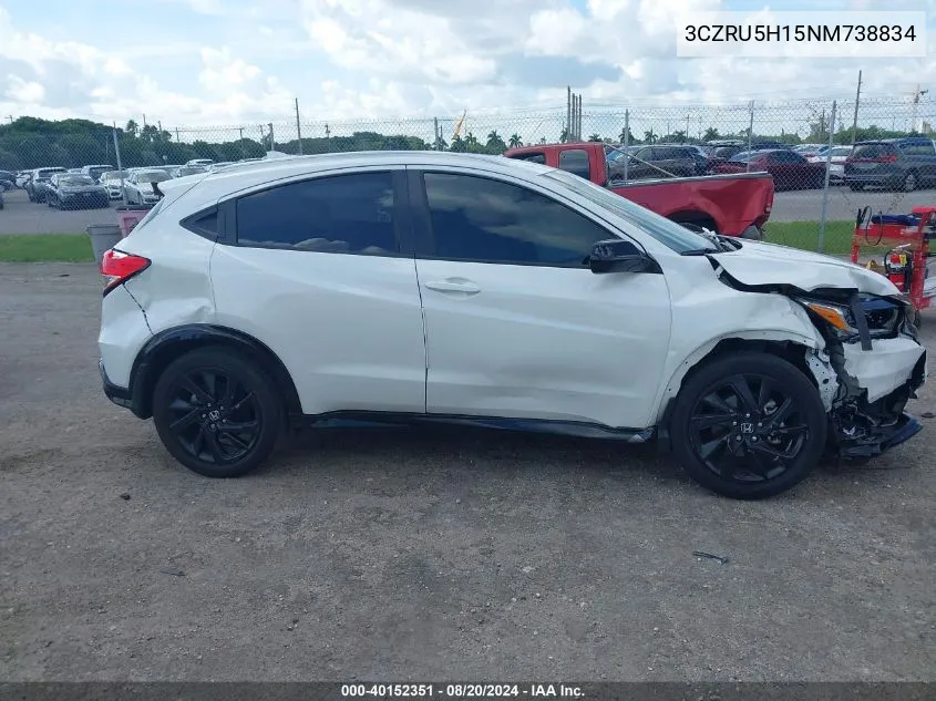 2022 Honda Hr-V Sport VIN: 3CZRU5H15NM738834 Lot: 40152351