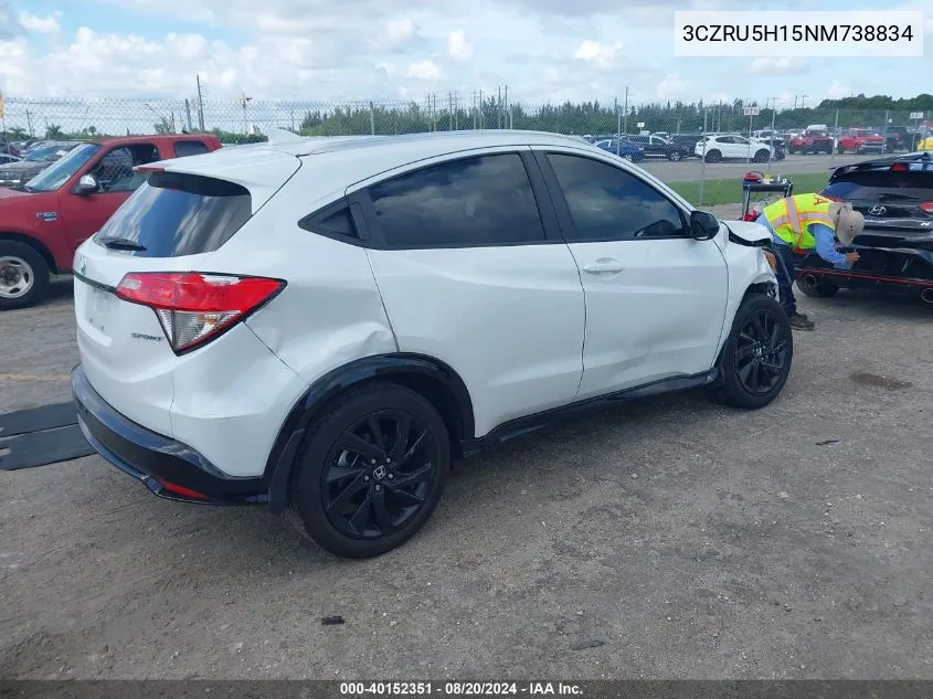 2022 Honda Hr-V Sport VIN: 3CZRU5H15NM738834 Lot: 40152351