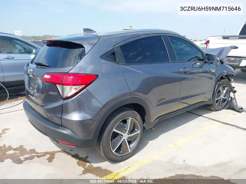 2022 Honda Hr-V Awd Ex VIN: 3CZRU6H59NM715646 Lot: 40174065