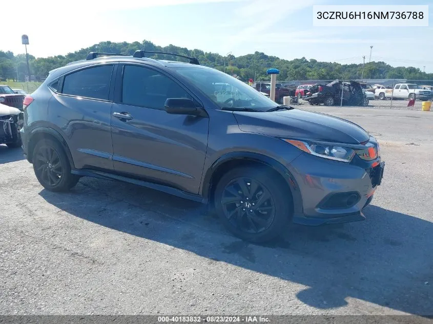 2022 Honda Hr-V Awd Sport VIN: 3CZRU6H16NM736788 Lot: 40183832