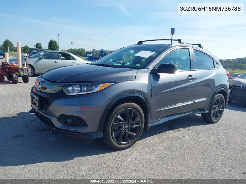 2022 Honda Hr-V Awd Sport VIN: 3CZRU6H16NM736788 Lot: 40183832