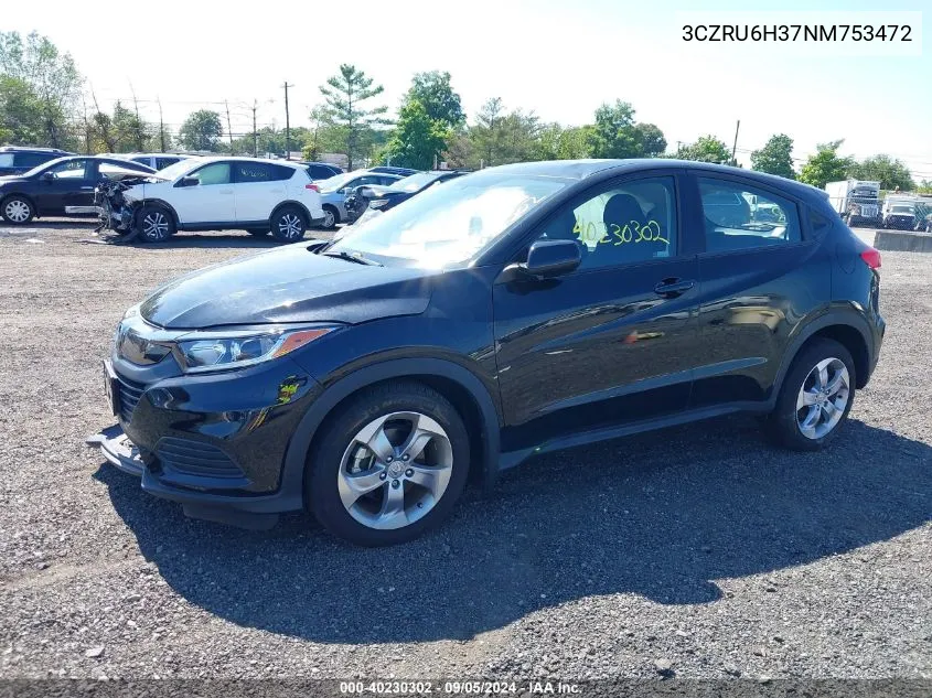 2022 Honda Hr-V Awd Lx VIN: 3CZRU6H37NM753472 Lot: 40230302