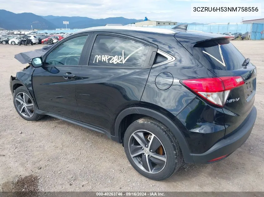 2022 Honda Hr-V Ex VIN: 3CZRU6H53NM758556 Lot: 40263746