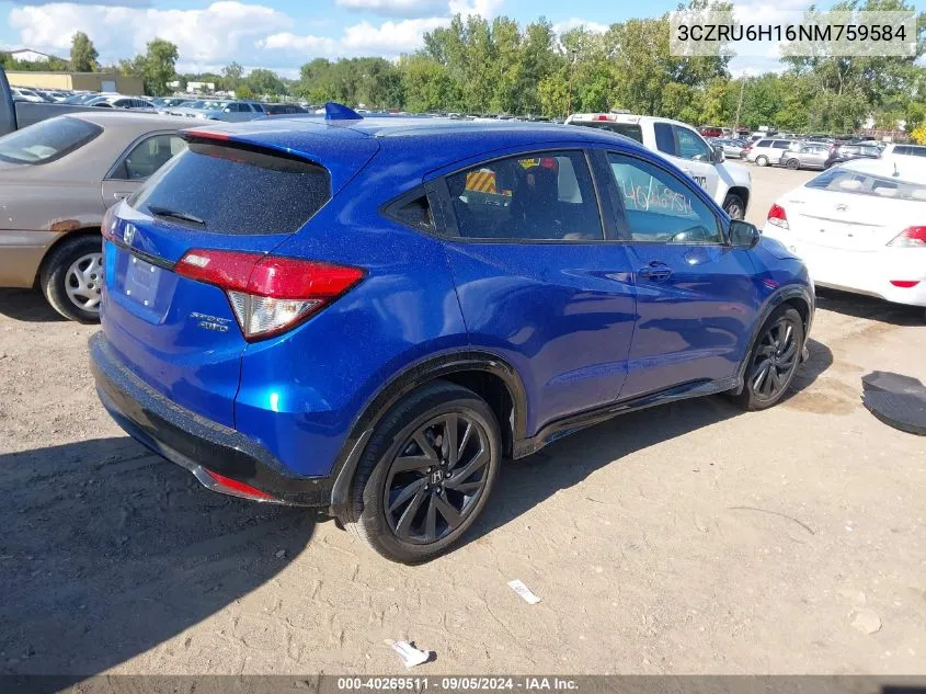 2022 Honda Hr-V Sport VIN: 3CZRU6H16NM759584 Lot: 40269511