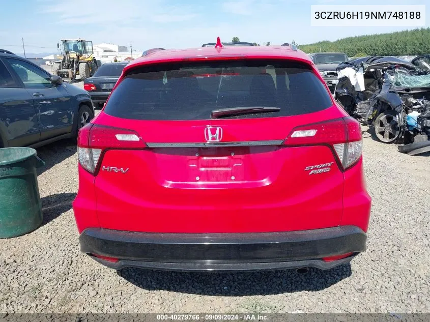 2022 Honda Hr-V Awd Sport VIN: 3CZRU6H19NM748188 Lot: 40279766