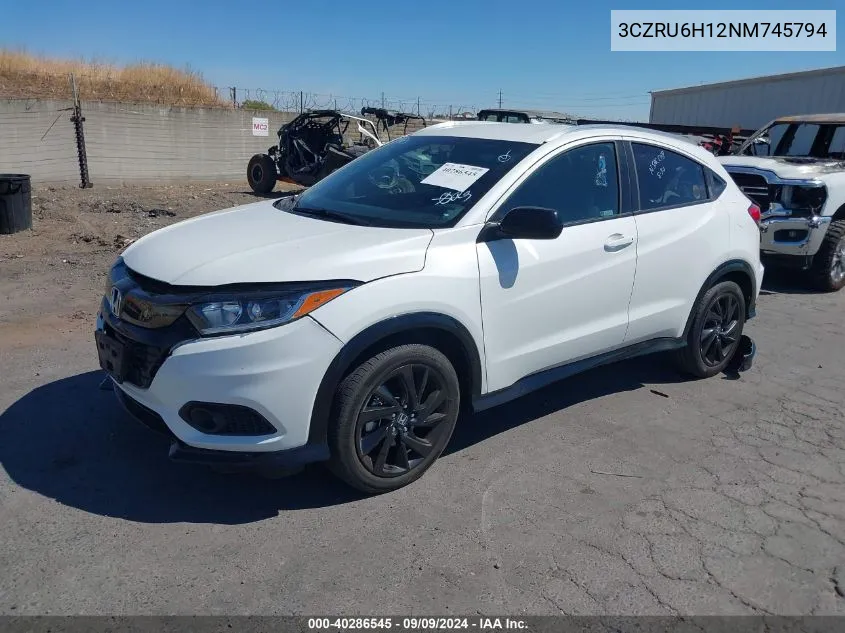 2022 Honda Hr-V Awd Sport VIN: 3CZRU6H12NM745794 Lot: 40286545