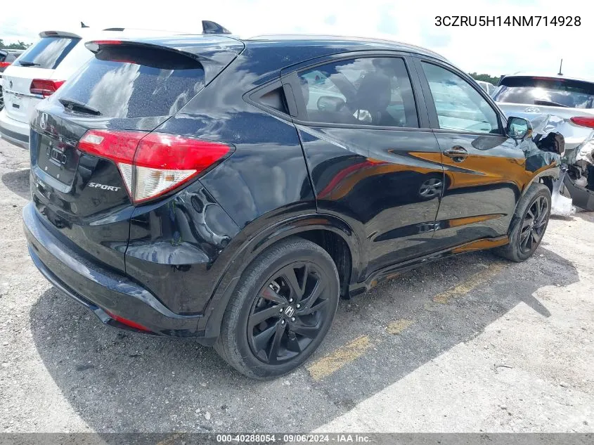 2022 Honda Hr-V 2Wd Sport VIN: 3CZRU5H14NM714928 Lot: 40288054