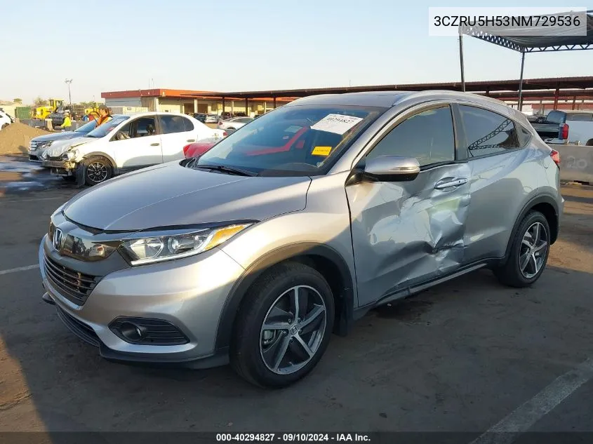 2022 Honda Hr-V Ex VIN: 3CZRU5H53NM729536 Lot: 40294827