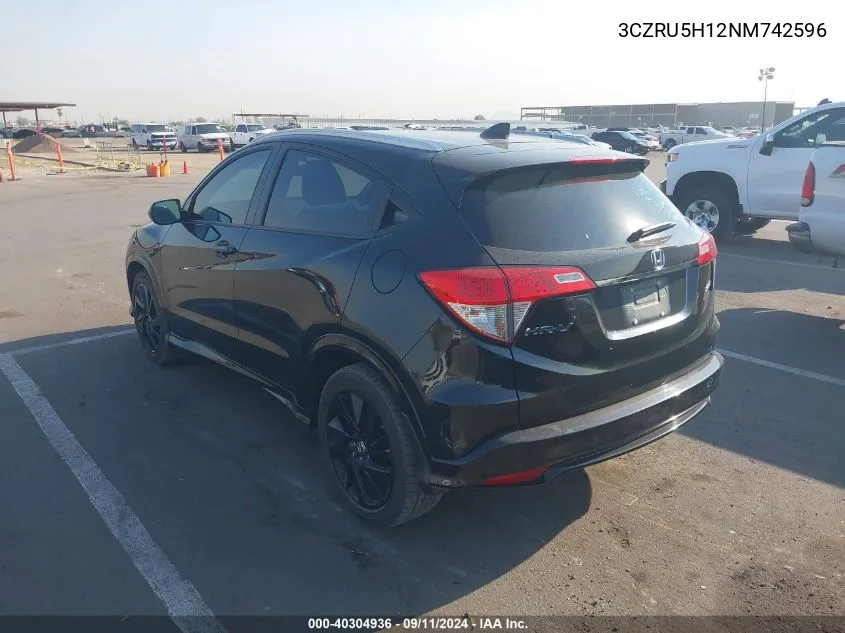 2022 Honda Hr-V 2Wd Sport VIN: 3CZRU5H12NM742596 Lot: 40304936