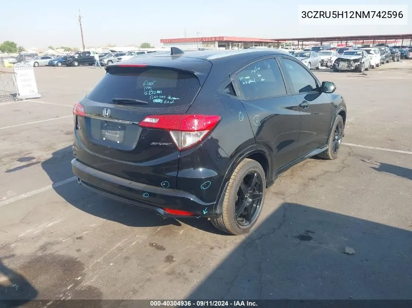 2022 Honda Hr-V 2Wd Sport VIN: 3CZRU5H12NM742596 Lot: 40304936