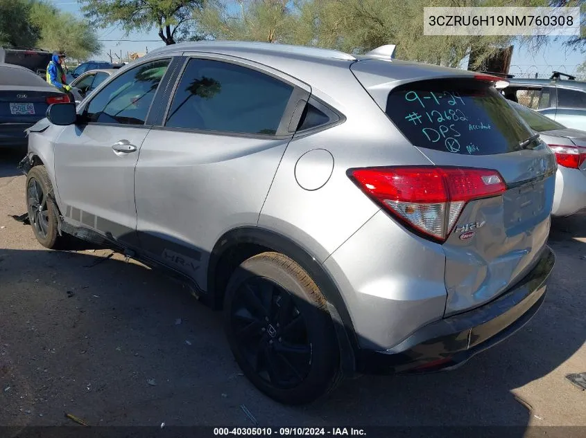 2022 Honda Hr-V Sport VIN: 3CZRU6H19NM760308 Lot: 40305010