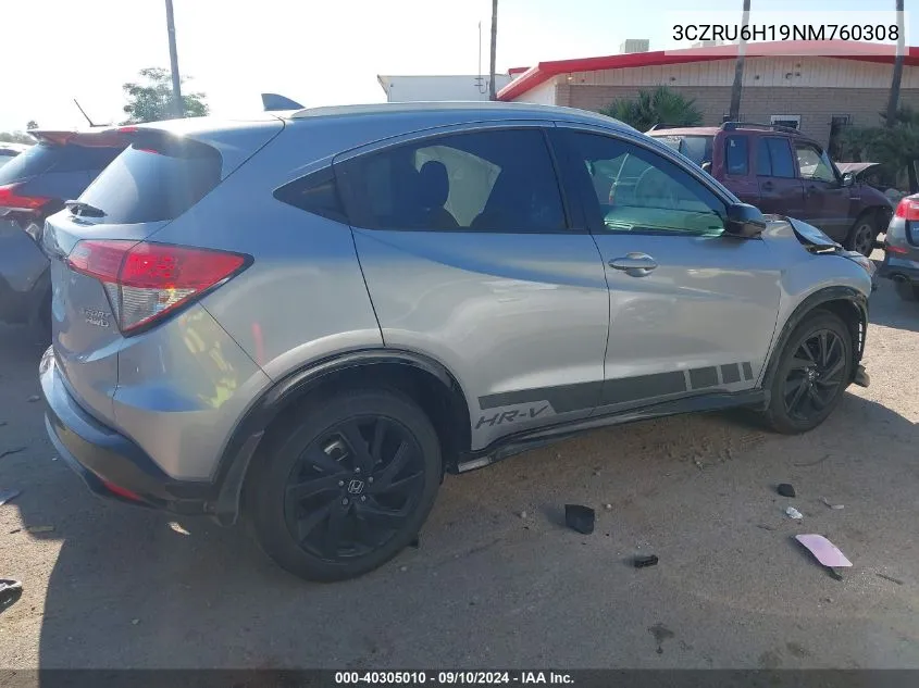 2022 Honda Hr-V Sport VIN: 3CZRU6H19NM760308 Lot: 40305010