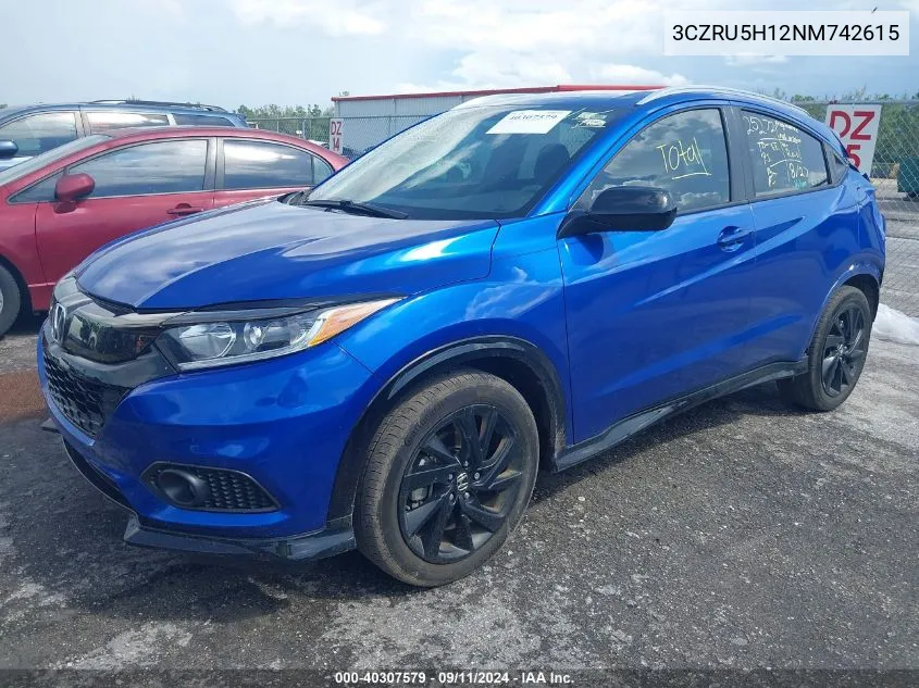 2022 Honda Hr-V 2Wd Sport VIN: 3CZRU5H12NM742615 Lot: 40307579