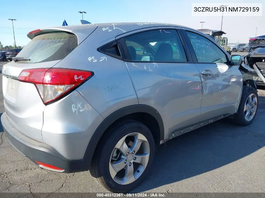 2022 Honda Hr-V 2Wd Lx VIN: 3CZRU5H31NM729159 Lot: 40312361