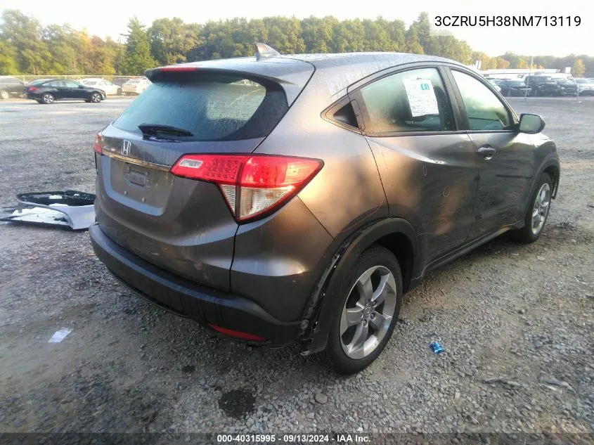 2022 Honda Hr-V Lx VIN: 3CZRU5H38NM713119 Lot: 40315995