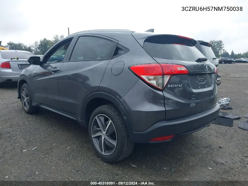 2022 Honda Hr-V Ex VIN: 3CZRU6H57NM750038 Lot: 40318091