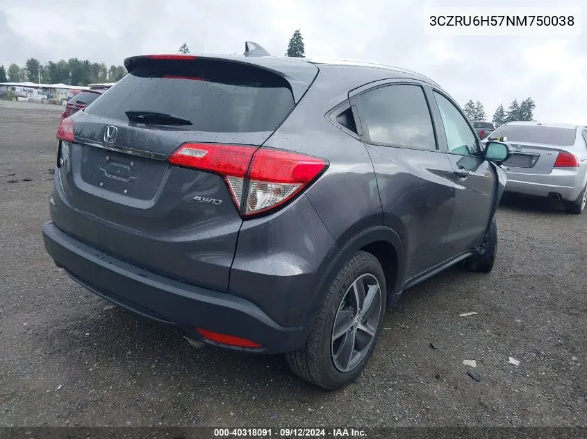 2022 Honda Hr-V Ex VIN: 3CZRU6H57NM750038 Lot: 40318091