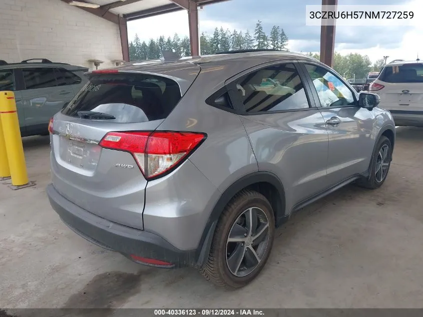 2022 Honda Hr-V Awd Ex VIN: 3CZRU6H57NM727259 Lot: 40336123