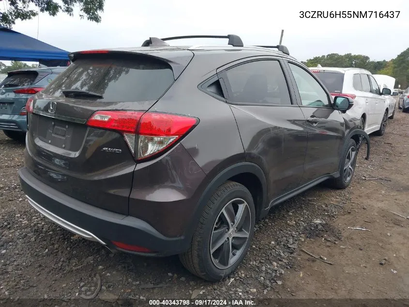 2022 Honda Hr-V Awd Ex VIN: 3CZRU6H55NM716437 Lot: 40343798