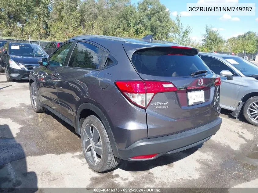 2022 Honda Hr-V Awd Ex VIN: 3CZRU6H51NM749287 Lot: 40416373