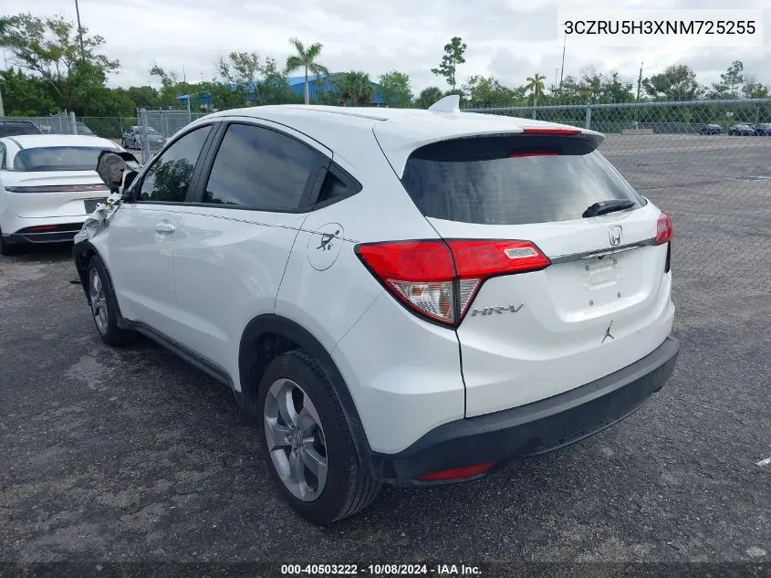 2022 Honda Hr-V Lx VIN: 3CZRU5H3XNM725255 Lot: 40503222