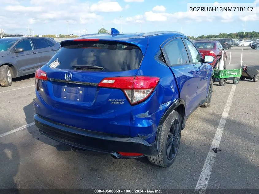 2022 Honda Hr-V Awd Sport VIN: 3CZRU6H13NM710147 Lot: 40508859