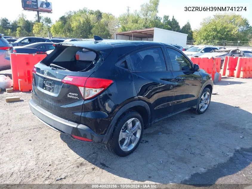 2022 Honda Hr-V Awd Lx VIN: 3CZRU6H39NM741274 Lot: 40528256