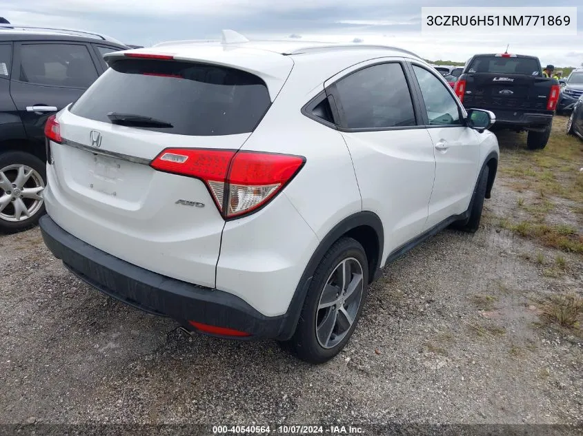 2022 Honda Hr-V Awd Ex VIN: 3CZRU6H51NM771869 Lot: 40540564