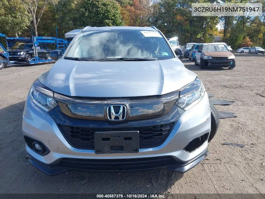 2022 Honda Hr-V Awd Sport VIN: 3CZRU6H19NM751947 Lot: 40587379