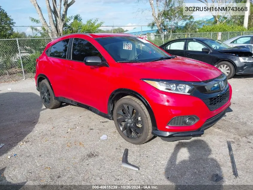 2022 Honda Hr-V 2Wd Sport VIN: 3CZRU5H16NM743668 Lot: 40615239