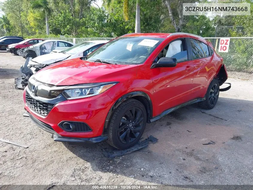 2022 Honda Hr-V 2Wd Sport VIN: 3CZRU5H16NM743668 Lot: 40615239