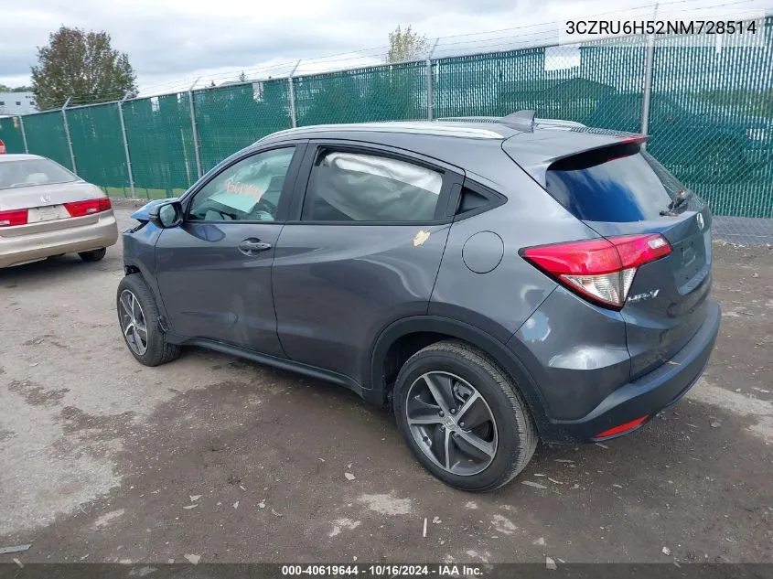 2022 Honda Hr-V Awd Ex VIN: 3CZRU6H52NM728514 Lot: 40619644