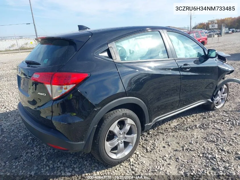 2022 Honda Hr-V Awd Lx VIN: 3CZRU6H34NM733485 Lot: 40643778