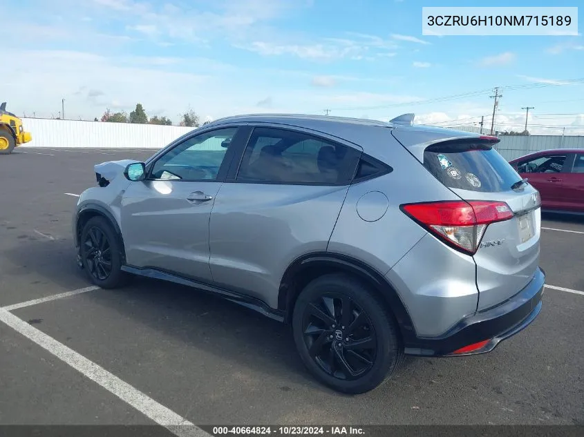 2022 Honda Hr-V Awd Sport VIN: 3CZRU6H10NM715189 Lot: 40664824