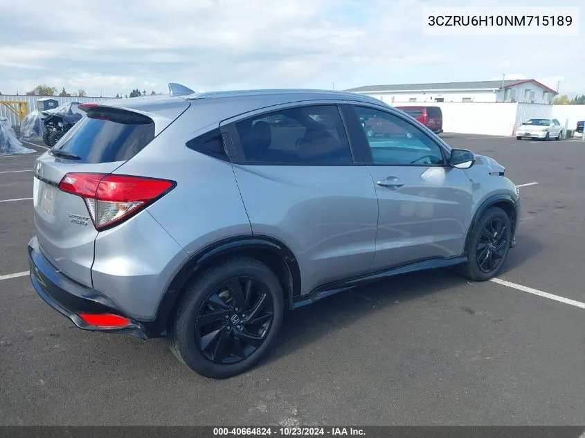 2022 Honda Hr-V Awd Sport VIN: 3CZRU6H10NM715189 Lot: 40664824