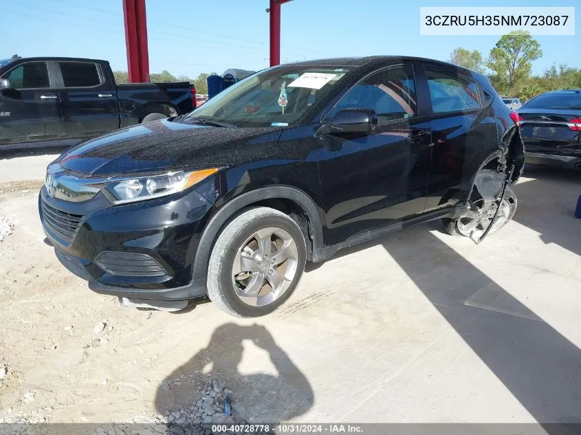 2022 Honda Hr-V 2Wd Lx VIN: 3CZRU5H35NM723087 Lot: 40728778