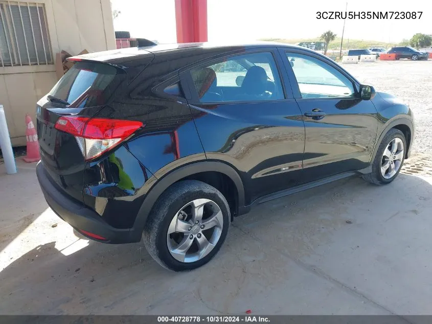 2022 Honda Hr-V 2Wd Lx VIN: 3CZRU5H35NM723087 Lot: 40728778