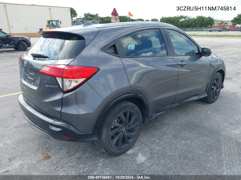 2022 Honda Hr-V 2Wd Sport VIN: 3CZRU5H11NM745814 Lot: 40736861