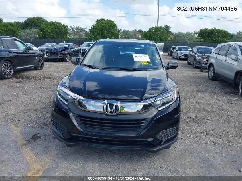 2022 Honda Hr-V 2Wd Lx VIN: 3CZRU5H31NM704455 Lot: 40755194