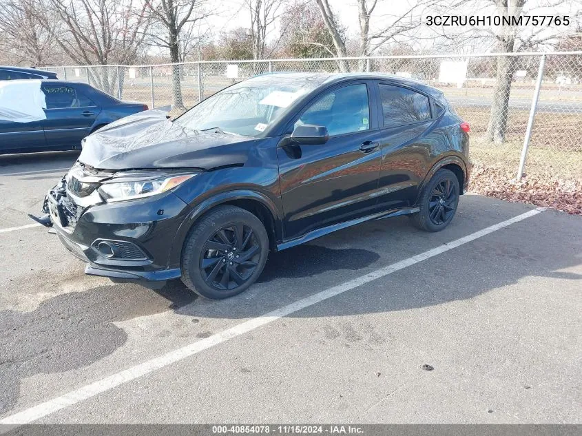 2022 Honda Hr-V Awd Sport VIN: 3CZRU6H10NM757765 Lot: 40854078