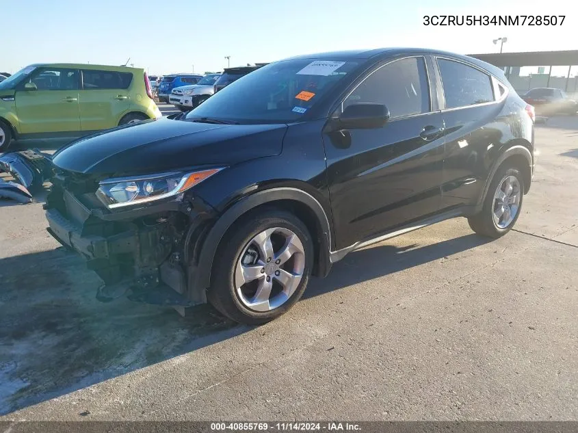 2022 Honda Hr-V 2Wd Lx VIN: 3CZRU5H34NM728507 Lot: 40855769